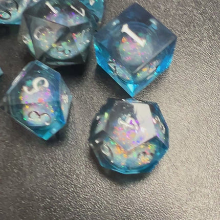 Midnight Blue Liquid Core Cosmos Dice Set, Raven's Cauldron, 6 N Sandusky St, Delaware, OH 43015