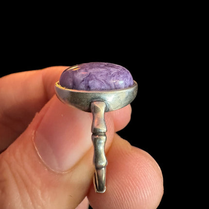 Purple Charoite Ring, Adjustable Silver Anxiety Ring, Crystal Shop Jewelry, Bijoux Charoite - Raven's Cauldron