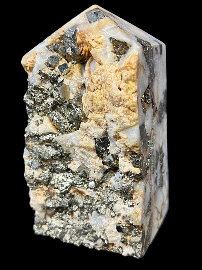 Pyrite in Feldspar and Quartz Tower - Raven's Cauldron