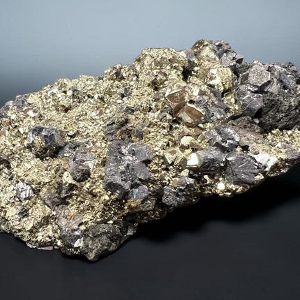 Chalcopyrite with Galena crystal cluster 313 grams raw metallic mineral specimen for grounding and energy balance, Raven's Cauldron, Delaware, OH