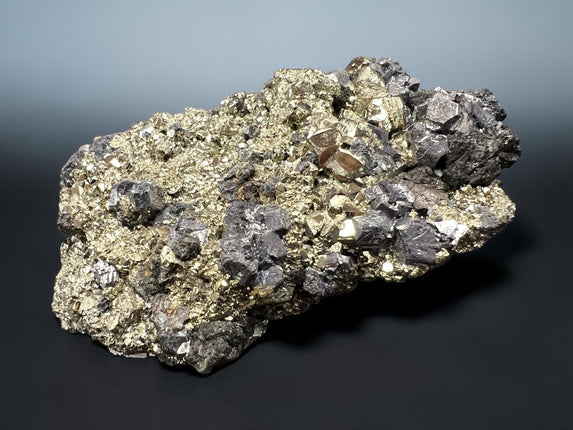 Chalcopyrite with Galena crystal cluster 313 grams raw metallic mineral specimen for grounding and energy balance, Raven's Cauldron, Delaware, OH