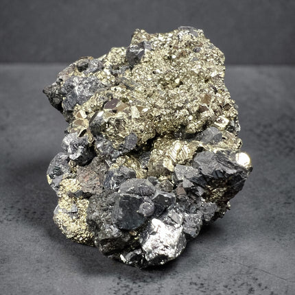Chalcopyrite with Galena crystal cluster 313 grams raw metallic mineral specimen for grounding and energy balance, Raven's Cauldron, Delaware, OH
