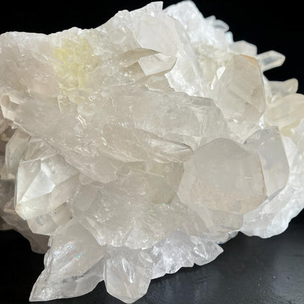 High quality natural citrine quartz cluster weighing 3150 grams with golden crystal points from Raven's Cauldron.