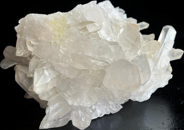High quality natural citrine quartz cluster weighing 3150 grams with golden crystal points from Raven's Cauldron.