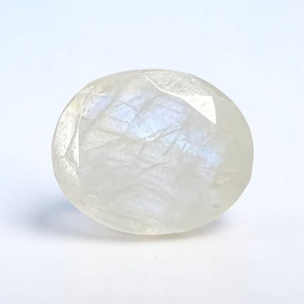 Natural 12x10mm oval faceted Rainbow Moonstone loose gemstone with beautiful blue flash, not drilled, for jewelry making and wire wrapping – Raven's Cauldron, Delaware, OH