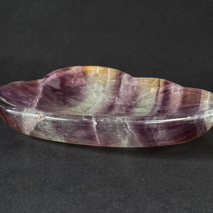 Rainbow Fluorite cloud-shaped crystal bowl polished purple green stone dish 164 grams Raven's Cauldron, Delaware, OH