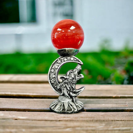 Red Gazing Ball - Slag Glass - Raven's Cauldron