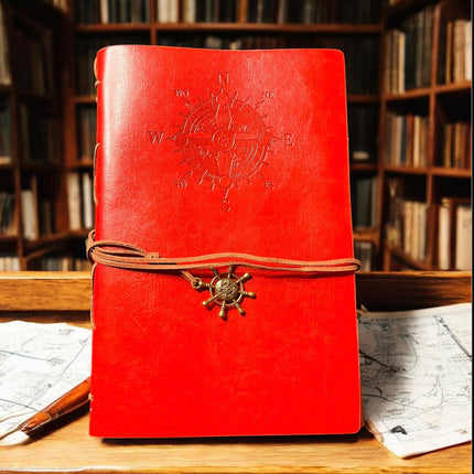 Large 7-inch nautical leather writing journal with pendants