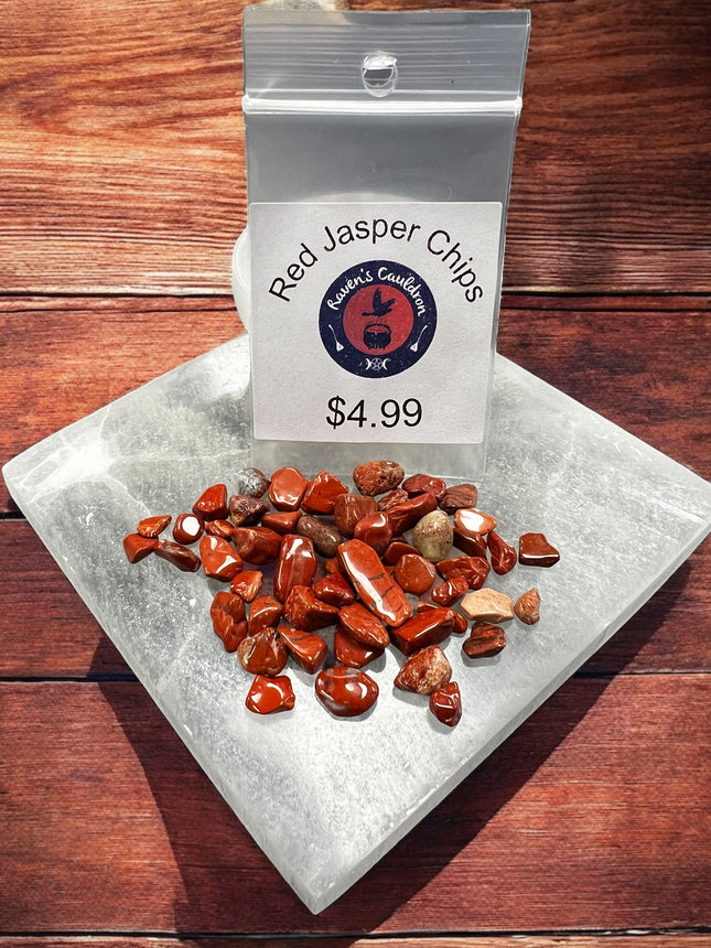 Red Jasper Gemstone Chips, 1 oz bag, Raven's Cauldron, 6 N. Sandusky St, Delaware, OH 43015