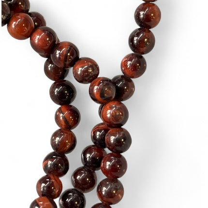 Red Tiger’s Eye 6mm Bead Strand – 14" Natural Crystal Beads for Jewelry Making & Motivation