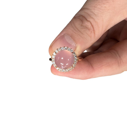 Rose Quartz Statement Ring, Rose Gold Rose Quartz Ring, Rose Quartz Silver Ring, Rose Quartz Crystal Ring, Thin Rose Gold Ring, Anxiety Ring - Raven's Cauldron