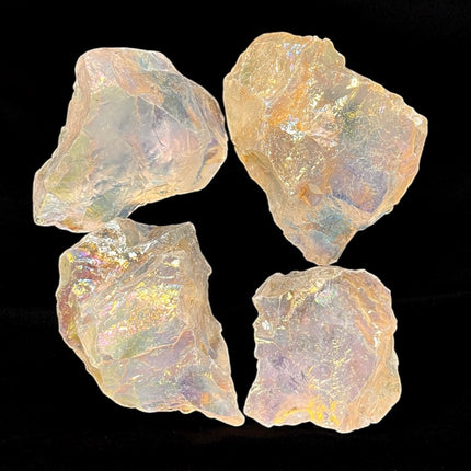 Rough Aura Quartz raw crystal cluster rainbow hues