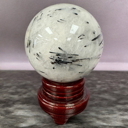 Rutilated Quartz Ball, Black Crystal Ball, Clear Quartz Sphere, Black Rutile Quartz, Work From Home Mood, Crystal Shop - Raven's Cauldron