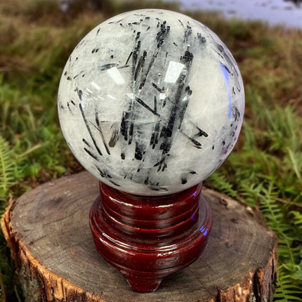 Rutilated Quartz Ball, Black Crystal Ball, Clear Quartz Sphere, Black Rutile Quartz, Work From Home Mood, Crystal Shop - Raven's Cauldron