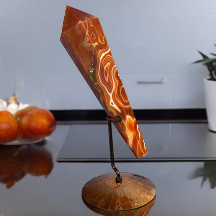 Sardonyx Crystal Scepter with Zodiac Stand, Natural Sardonyx, Crystal Shop - Raven's Cauldron