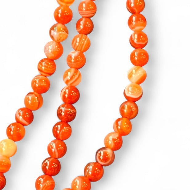 Sardonyx 6mm Bead Strand – 14" Natural Crystal Beads for Jewelry Making, Strength & Protection