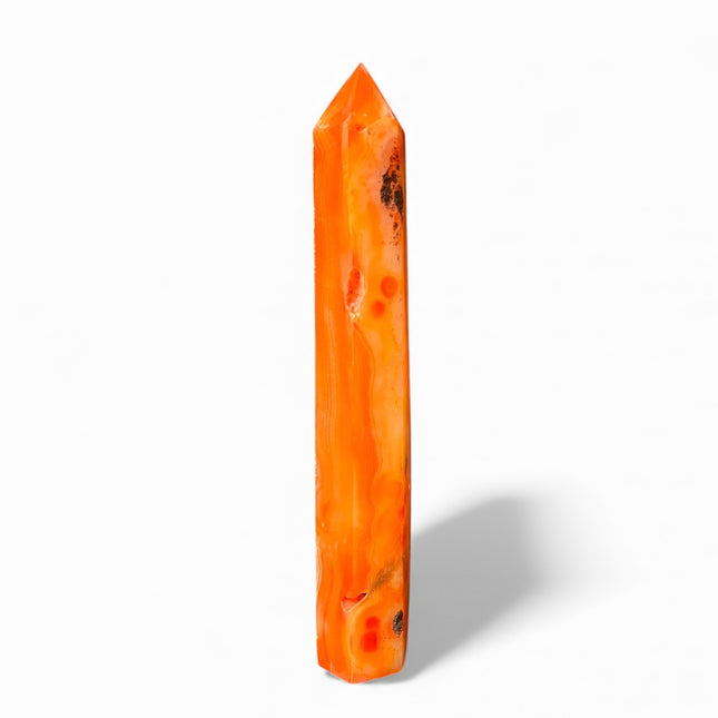 Polished Sardonyx point with red and white banding