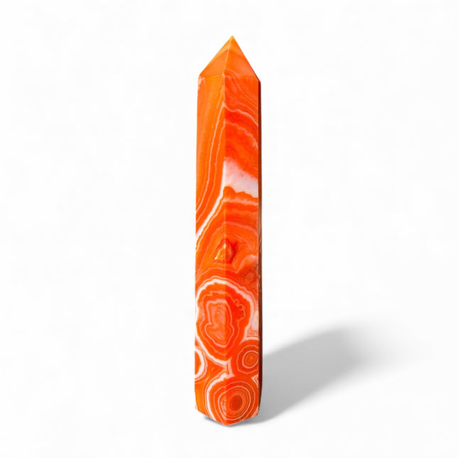 Polished Sardonyx point with red and white banding