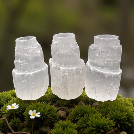 Selenite (Satin Spar) Chime Candle Holder from the Raven's Cauldron, 6 N Sandusky St, Delaware, OH 43015