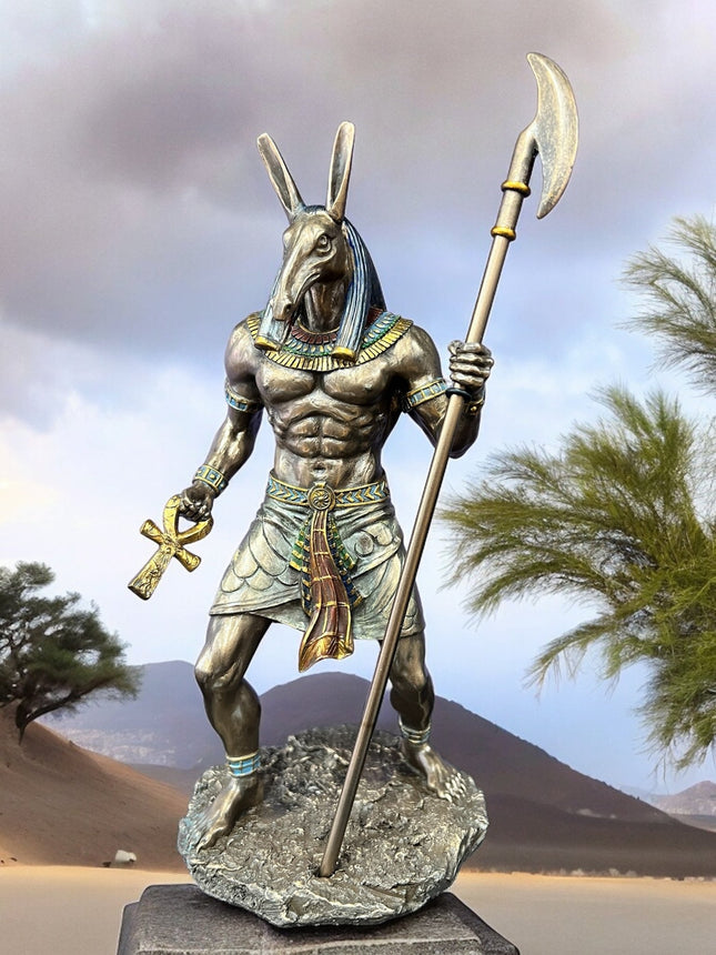 Seth/Set, Egyptian God, Holding Ankh and Scepter Statue by Veronese Design - Raven's Cauldron