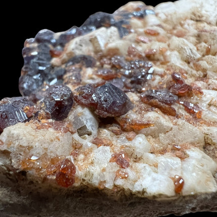 Natural Spessartine Garnet crystal specimen from Pakistan weighing 152 grams with vibrant orange garnet crystals, Raven's Cauldron, Delaware, OH.