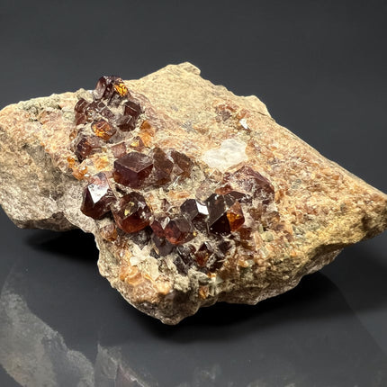 Natural Spessartine Garnet specimen on matrix featuring large crystal formations from Pakistan measuring 2.5 inches, Raven's Cauldron, Delaware, OH