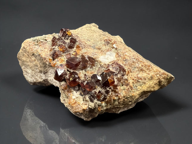 Natural Spessartine Garnet specimen on matrix featuring large crystal formations from Pakistan measuring 2.5 inches, Raven's Cauldron, Delaware, OH