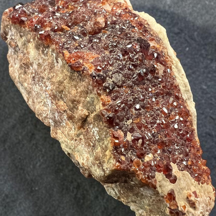 Natural Spessartine Garnet on matrix mineral specimen featuring druzy crystal clusters from Pakistan, Raven's Cauldron, Delaware, OH