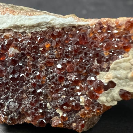 Natural Spessartine Garnet on matrix mineral specimen featuring druzy crystal clusters from Pakistan, Raven's Cauldron, Delaware, OH