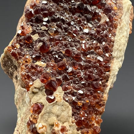 Natural Spessartine Garnet on matrix mineral specimen featuring druzy crystal clusters from Pakistan, Raven's Cauldron, Delaware, OH