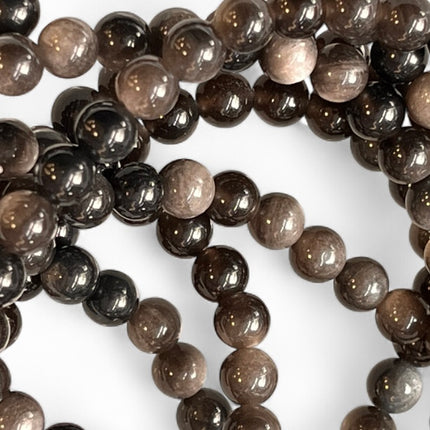 Silver Sheen Obsidian 6mm Bead Strand – 14" Natural Crystal Beads for Jewelry Making & Protection