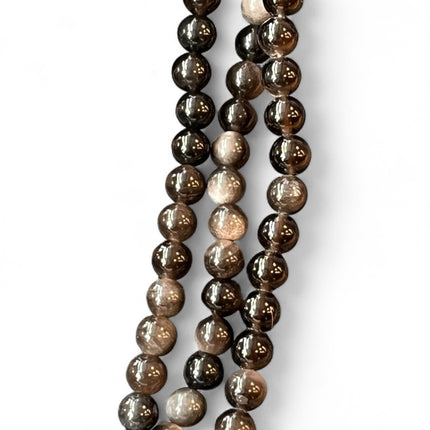Silver Sheen Obsidian 6mm Bead Strand – 14" Natural Crystal Beads for Jewelry Making & Protection
