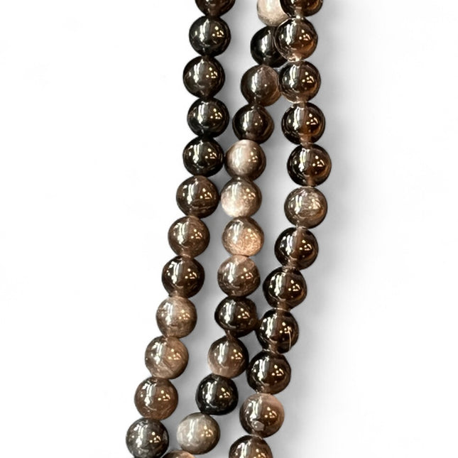 Silver Sheen Obsidian 6mm Bead Strand – 14" Natural Crystal Beads for Jewelry Making & Protection