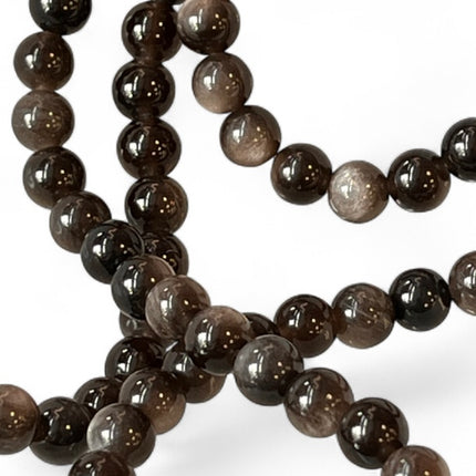 Silver Sheen Obsidian 6mm Bead Strand – 14" Natural Crystal Beads for Jewelry Making & Protection