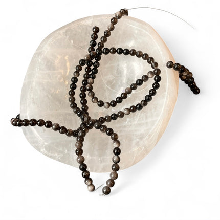 Silver Sheen Obsidian 6mm Bead Strand – 14" Natural Crystal Beads for Jewelry Making & Protection