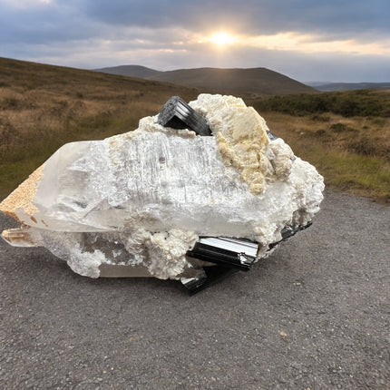 Smoky Quartz Lemurian Point with Schorl (Black Tourmaline) Crystals - 490 grams - Raven's Cauldron