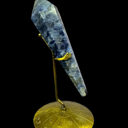 Sodalite Crystal Scepter with Zodiac Stand - Raven's Cauldron