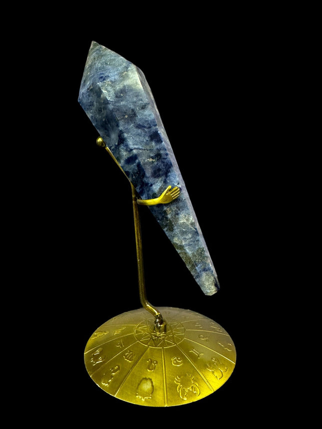 Sodalite Crystal Scepter with Zodiac Stand - Raven's Cauldron