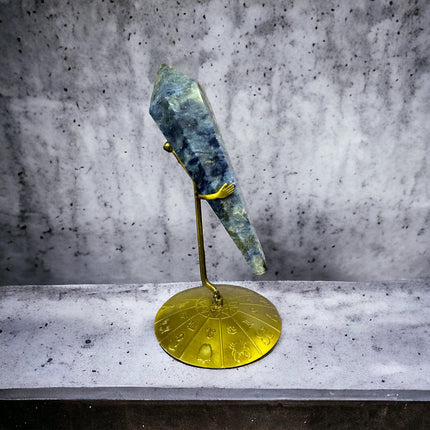 Sodalite Crystal Scepter with Zodiac Stand - Raven's Cauldron