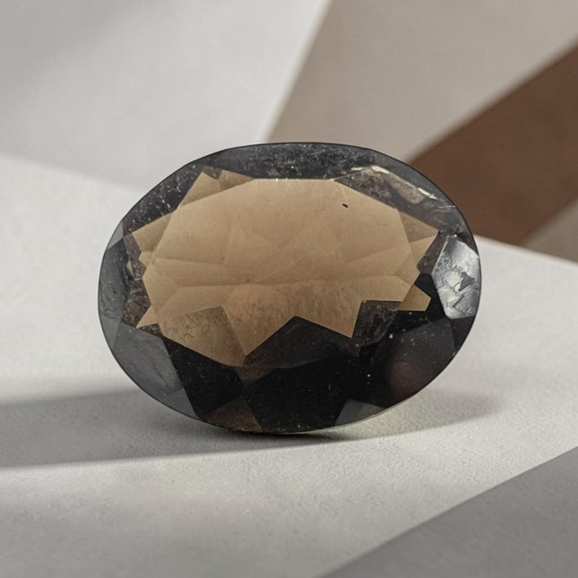 Natural 9x7mm oval faceted Smoky Quartz loose gemstone for custom jewelry making, not drilled, Raven's Cauldron, Delaware, OH