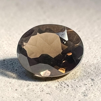 Natural Smoky Quartz faceted loose gemstone, 9x7mm oval, undrilled jewelry stone with rich smoky brown color for custom jewelry making, Raven's Cauldron, Delaware, OH