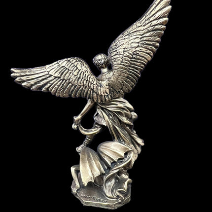 St. Michael Standing over Demon, Archangel Warrior Miniature Statue by Veronese Design - Raven's Cauldron