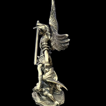 St. Michael Standing over Demon, Archangel Warrior Miniature Statue by Veronese Design - Raven's Cauldron