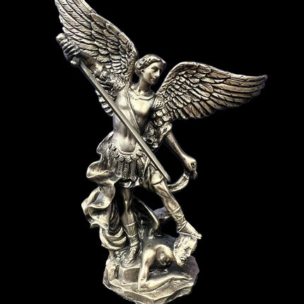 St. Michael Standing over Demon, Archangel Warrior Miniature Statue by Veronese Design - Raven's Cauldron