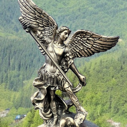 St. Michael Standing over Demon, Archangel Warrior Miniature Statue by Veronese Design - Raven's Cauldron