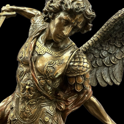 St. Michael Standing over Demon, Archangel Warrior Statue by Veronese Design - 21.5 inches - Raven's Cauldron