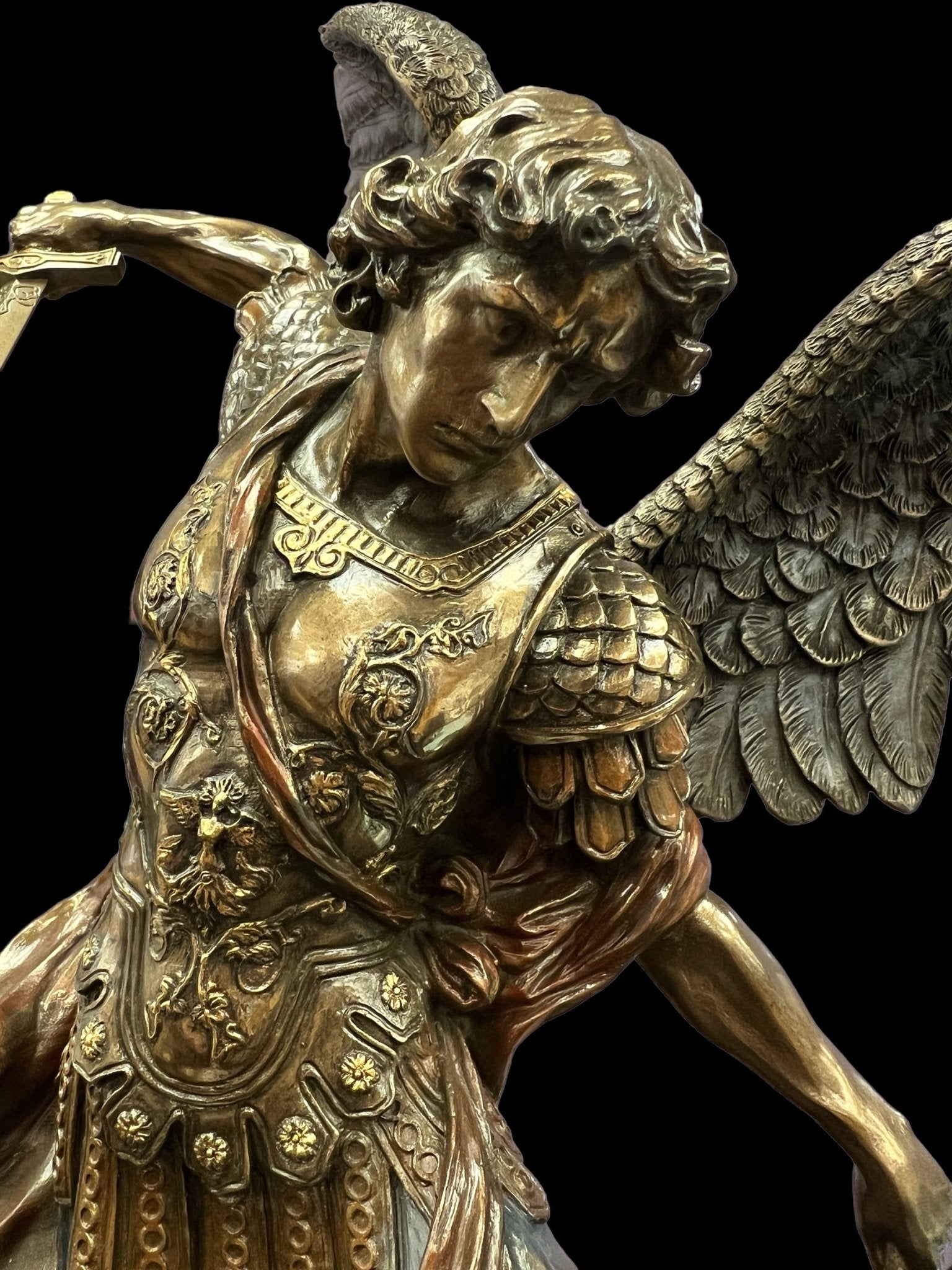 VOGLER Joh. Vogler GmbH Aartsengel Heilige Michael met scepter en zwaard - brons/gekleurd door Veronese VOGLER Joh. Vogler GmbH Aartsengel Heilige Michael met scepter en zwaard - brons/gekleurd door Veronese