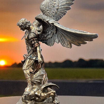 St. Michael Standing over Demon, Archangel Warrior Statue by Veronese Design - 21.5 inches - Raven's Cauldron