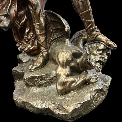 St. Michael Standing over Demon, Archangel Warrior Statue by Veronese Design - 21.5 inches - Raven's Cauldron