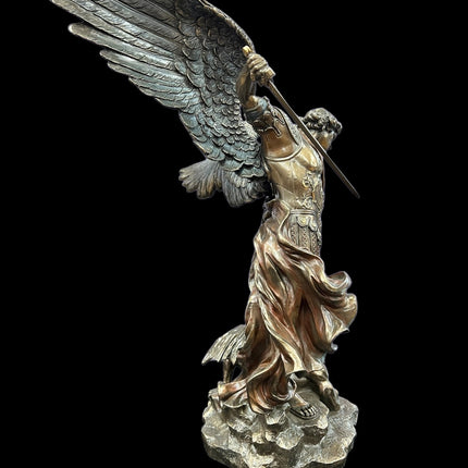 St. Michael Standing over Demon, Archangel Warrior Statue by Veronese Design - 21.5 inches - Raven's Cauldron